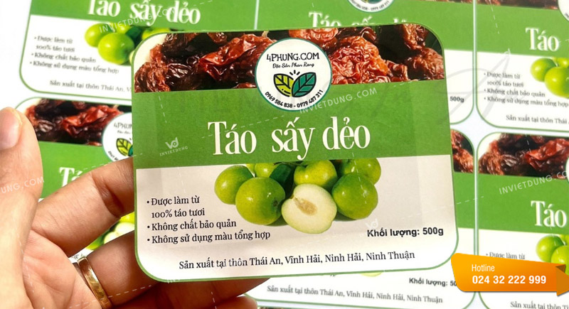 Mẫu tem nhãn dán sản phẩm đặc sản táo sấy dẻo
