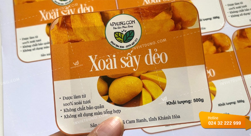 Mẫu tem nhãn dán sản phẩm đặc sản xoài sấy dẻo