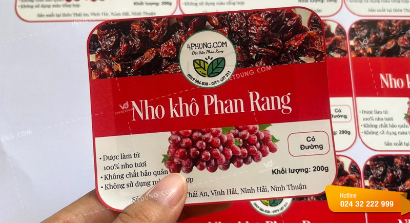 Mẫu tem nhãn dán sản phẩm đặc sản nho khô Phan Rang