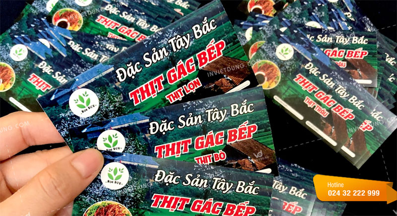 Mẫu tem nhãn dán sản phẩm đặc sản Thịt trâu gác bếp Tây Bắc