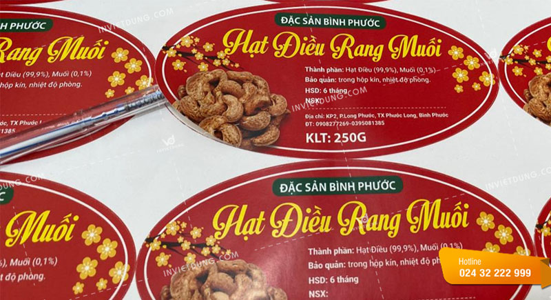 Mẫu tem nhãn dán hạt điều đẹp do In Việt Dũng thiết kế 
