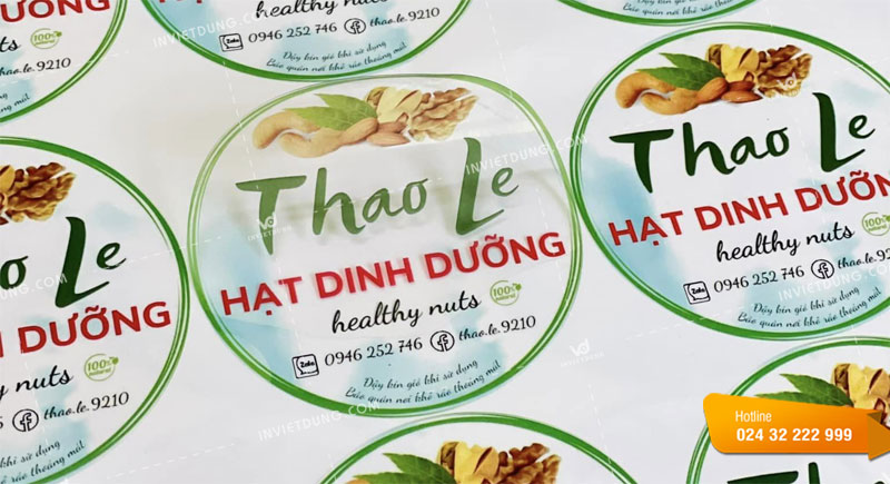 Mẫu tem nhãn dán hạt điều bằng decal trong suốt