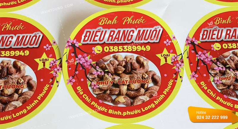 Mẫu tem nhãn dán hạt điều làm tặng quà tết