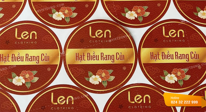 Mẫu tem nhãn dán hạt điều rang củi