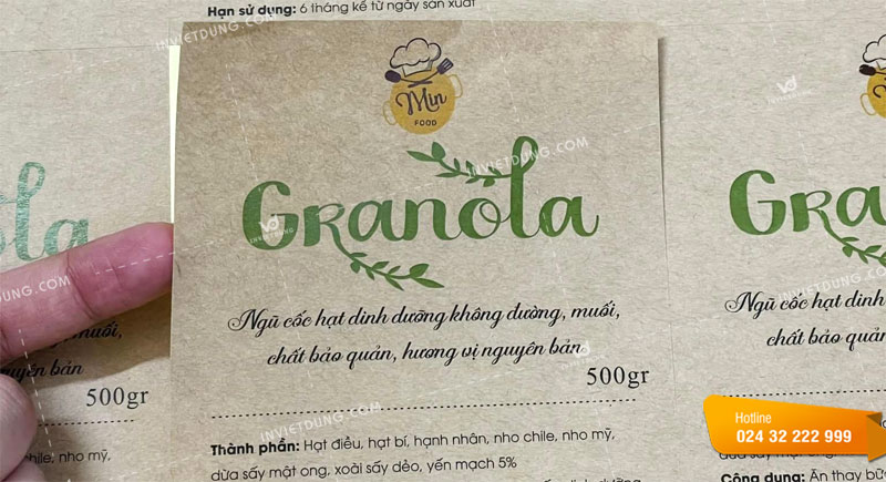 Mẫu tem nhãn dán hạt điều dinh dưỡng