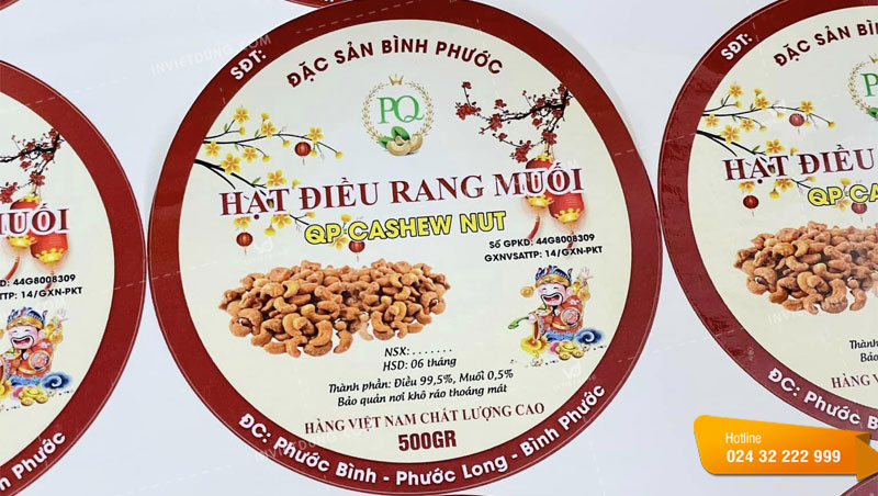 Mẫu tem nhãn dán hạt điều đẹp ấn tượng