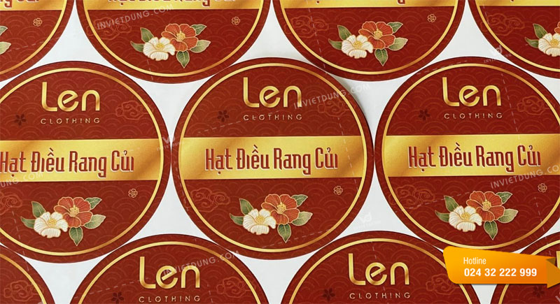 Mẫu tem decal dán quà Tết hạt điều rang củi