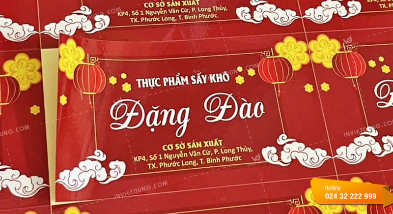 Mẫu tem dán quà Tết thực phẩm sấy khô