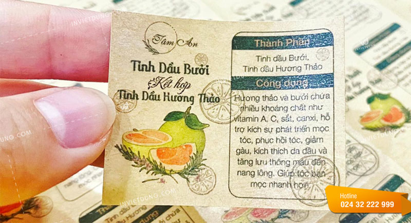 Mẫu tem nhãn dán tinh dầu bưởi