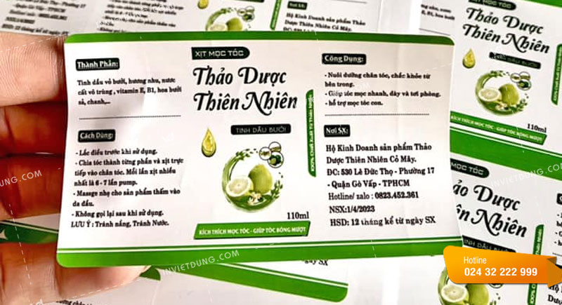 Mẫu tem nhãn dán tinh dầu thảo dược thiên nhiên