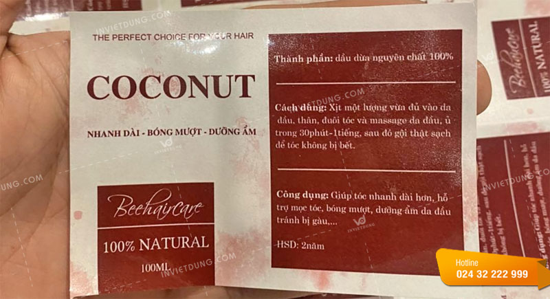 Mẫu tem nhãn dán tinh dầu dưỡng tóc