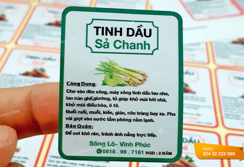 Mẫu tem nhãn dán tinh dầu sả chanh
