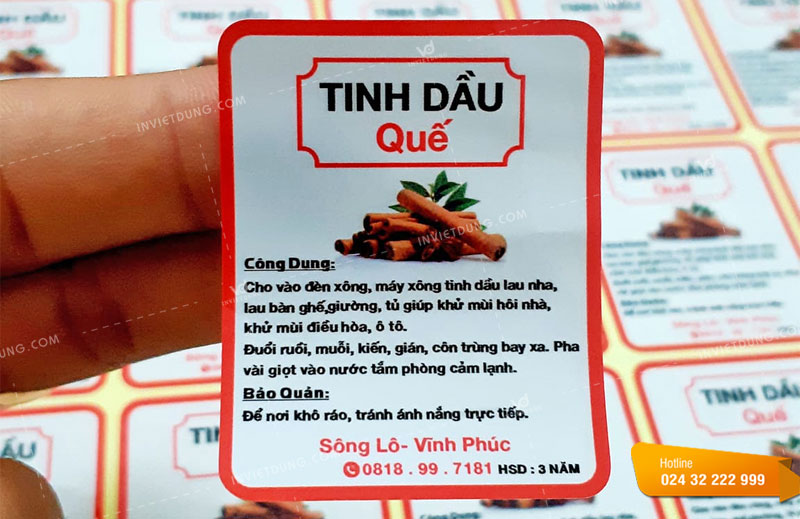 Mẫu tem nhãn dán tinh dầu quế