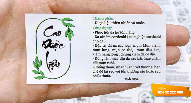 Mẫu tem nhãn dán tinh dầu Cao dược liệu