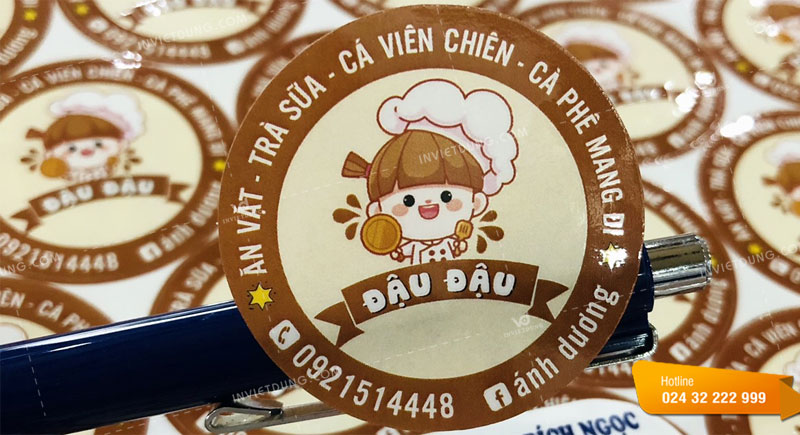 Mẫu tem nhãn decal dán trà sữa Đậu Đậu