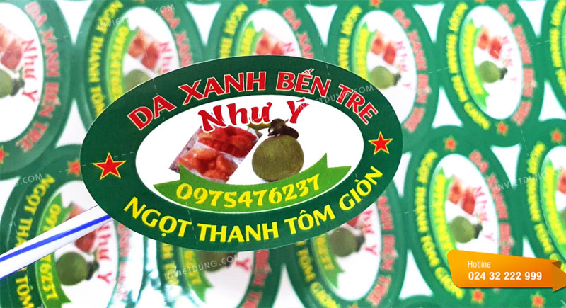Mẫu tem nhãn hoa quả, trái cây da xanh Bến Tre