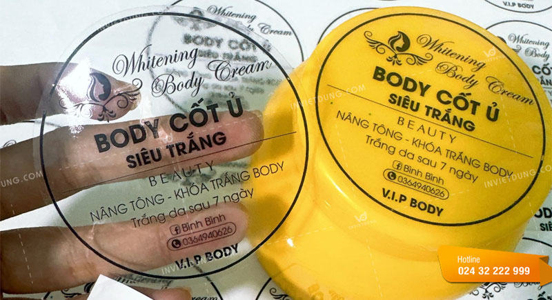 Mẫu tem nhãn kem body cốt ủ trắng