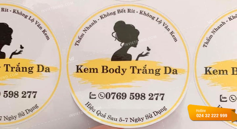 Mẫu tem nhãn kem body trắng da