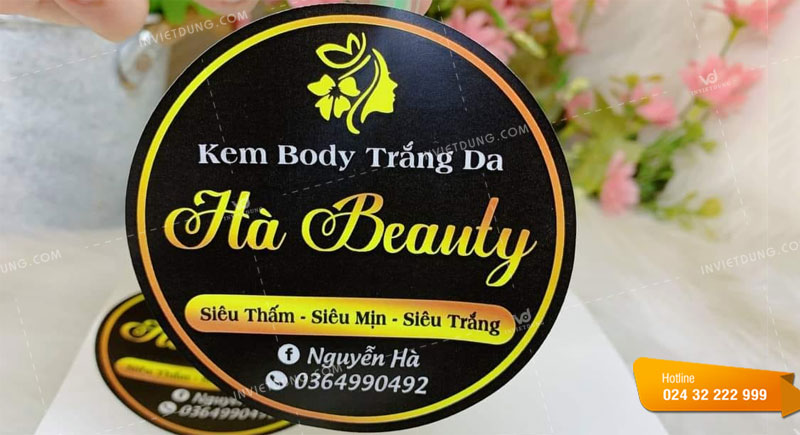 Mẫu tem nhãn kem body trắng da Hà Beauty