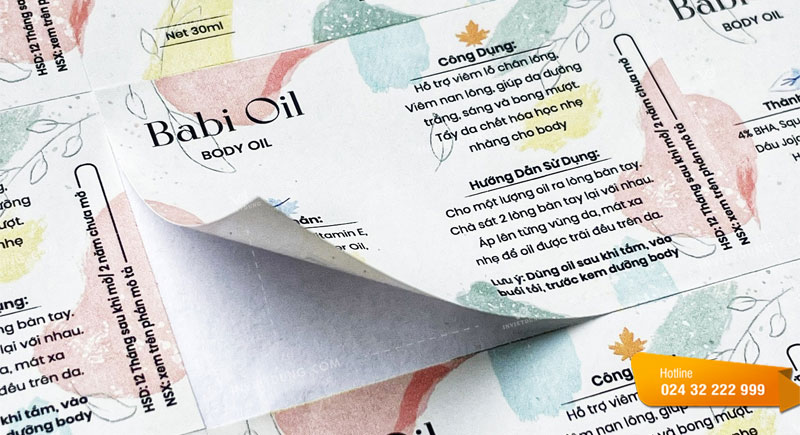 Mẫu tem nhãn kem body Babi Oil