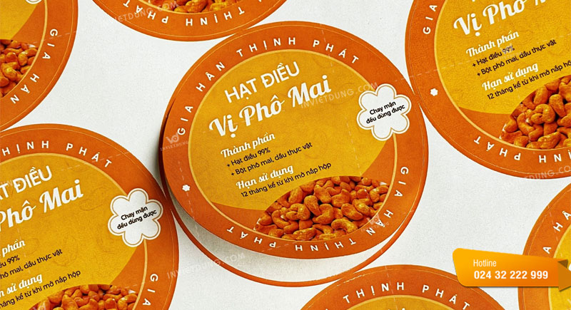 Mẫu tem nhãn thực phẩm hạt điều vị phô mai