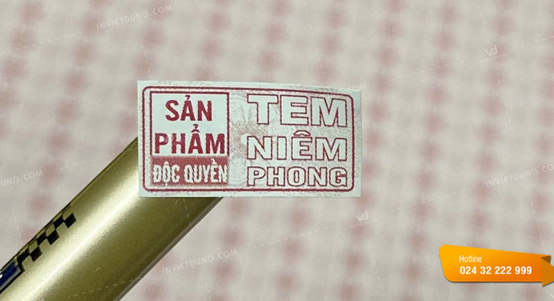 Mẫu tem niêm phong chống hàng giả dán máy tính do In Việt Dũng thiết kế và in ấn