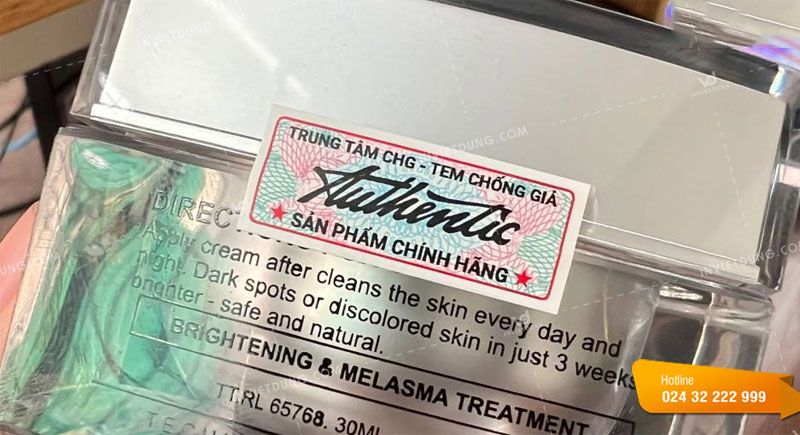 Mẫu tem niêm phong dán mỹ phẩm chính hãng