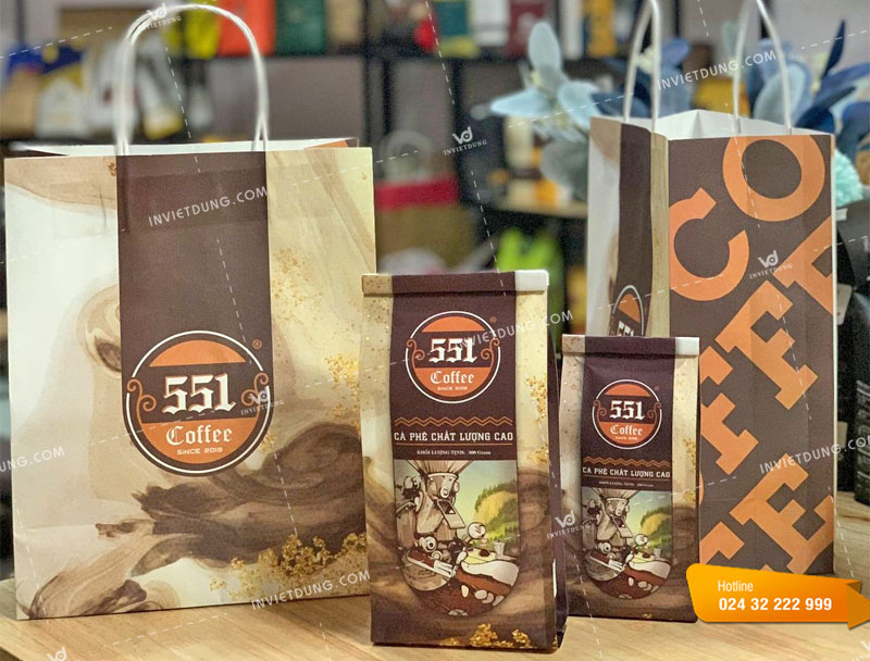 Bao bì túi giấy thương hiệu 555 Coffee