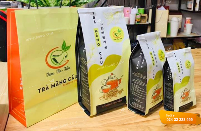 Mẫu túi giấy đựng trà Mãng Cầu