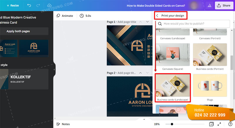 Phần mềm thiết kế card visit Canva