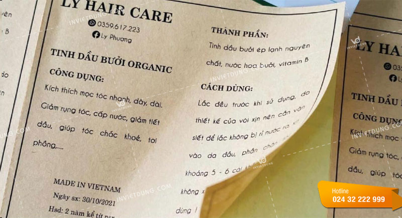 Mẫu tem nhãn decal giấy kraft dán tinh dầu bưởi