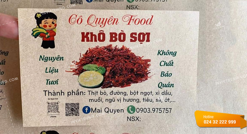 Mẫu tem nhãn giấy kraft dán khô bò