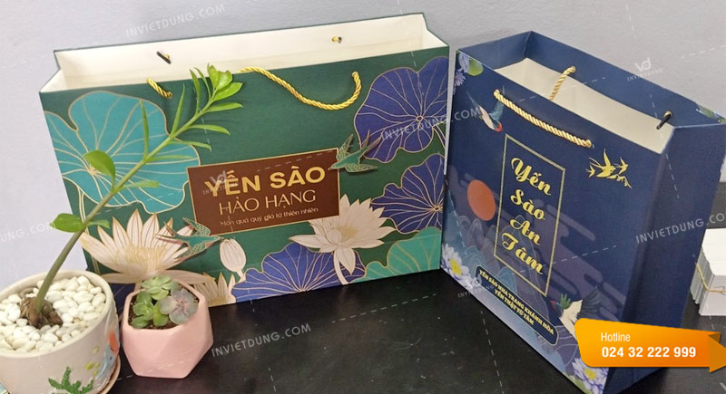 In túi giấy đựng hủ yến sào đông trùng hạ thảo sang trọng