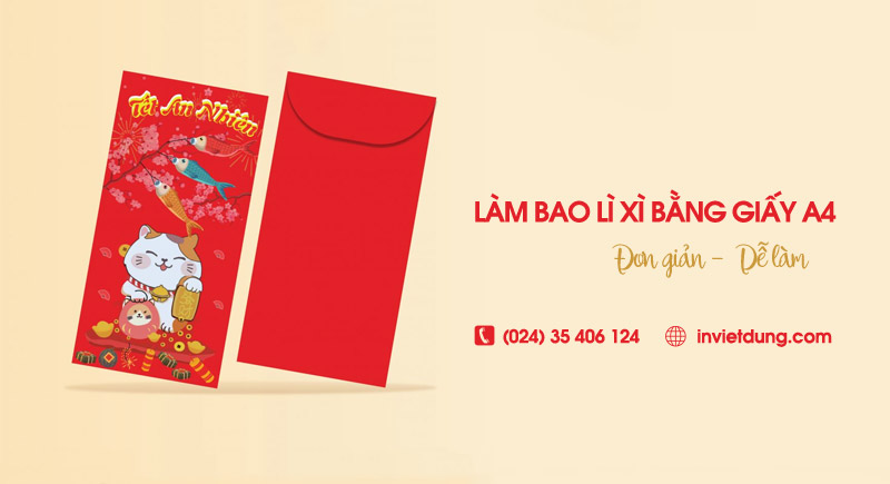 Hướng dẫn 2 cách làm bao lì xì bằng giấy A4 cực đơn giản