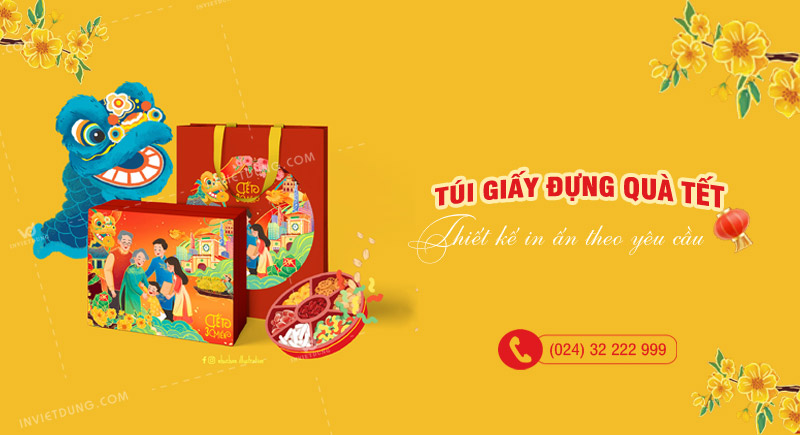 Thiết kế in túi giấy đựng quà Tết cao cấp theo yêu cầu