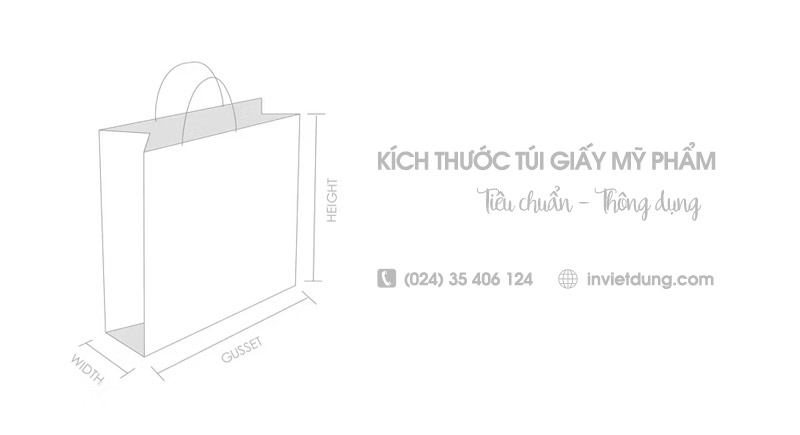 Kích thước túi giấy mỹ phẩm được sử dụng phổ biến