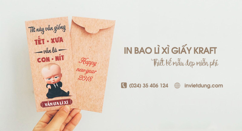 In bao lì xì kraft thiết kế theo yêu cầu, giá rẻ tại Hà Nội