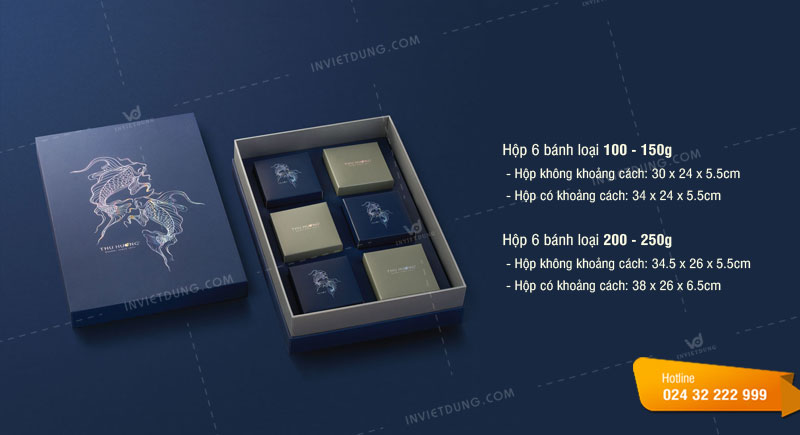 Kích thước hộp giấy đựng bánh trung thu 6 cái