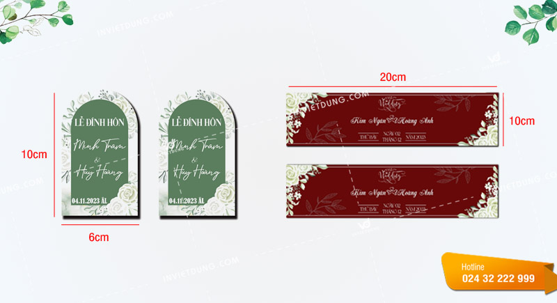 Kích thước nhãn chai nước suối đám cưới