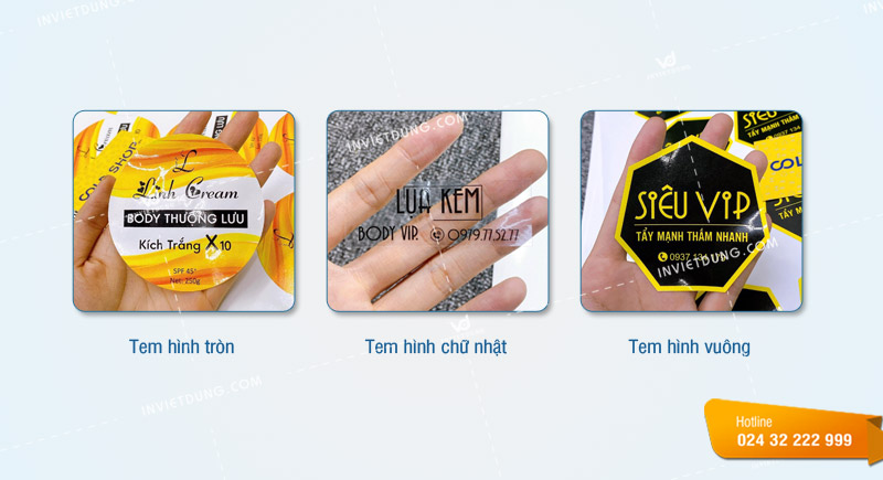 Kích thước tem nhãn dán sản phẩm mỹ phẩm