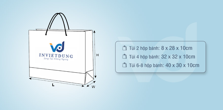 Kích thước túi giấy đựng bánh trung thu