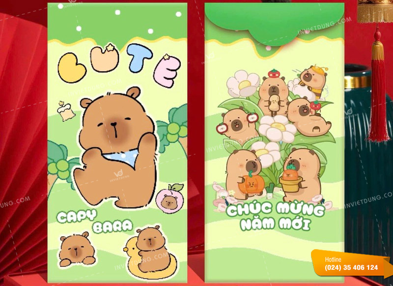 Mẫu bao lì xì capybara đẹp