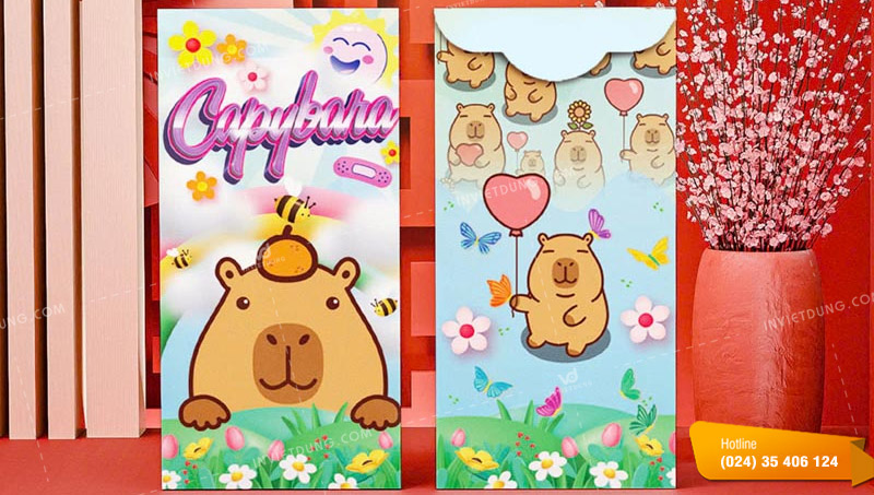 Mẫu bao lì xì capybara đẹp