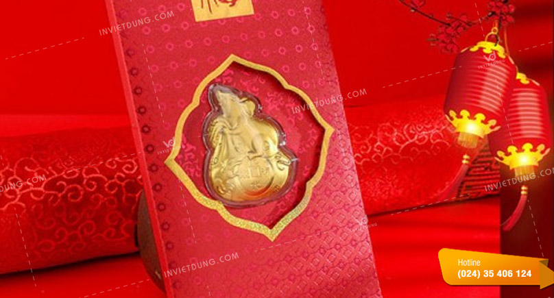Mẫu bao lì xì con chuột mạ vàng