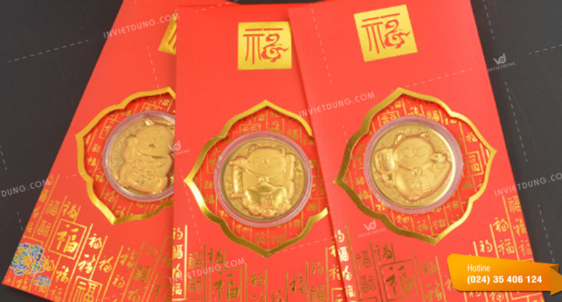 Mẫu bao lì xì con chuột mạ vàng