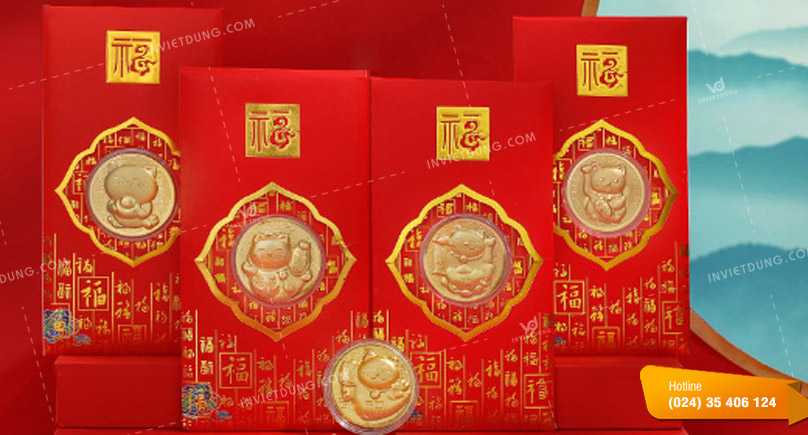 Mẫu bao lì xì con chuột mạ vàng