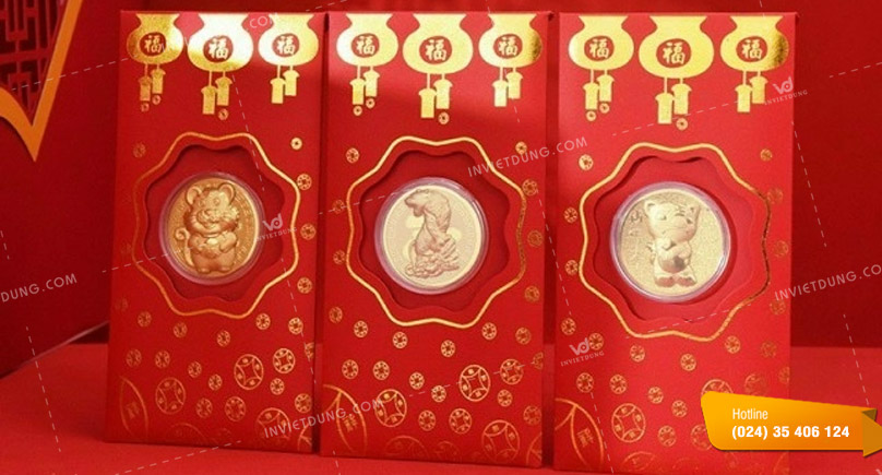 Mẫu bao lì xì con chuột mạ vàng