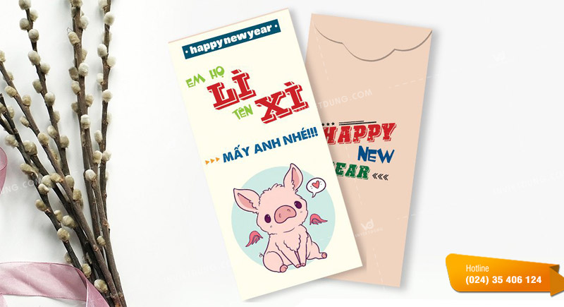 Mẫu bao lì xì hình con heo
