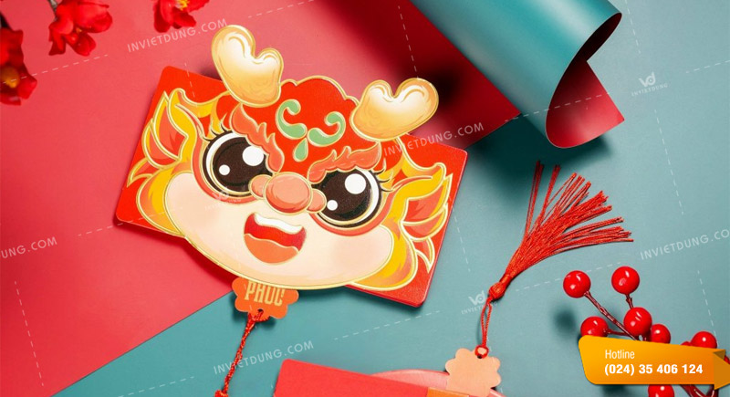 Mẫu bao lì xì con lân