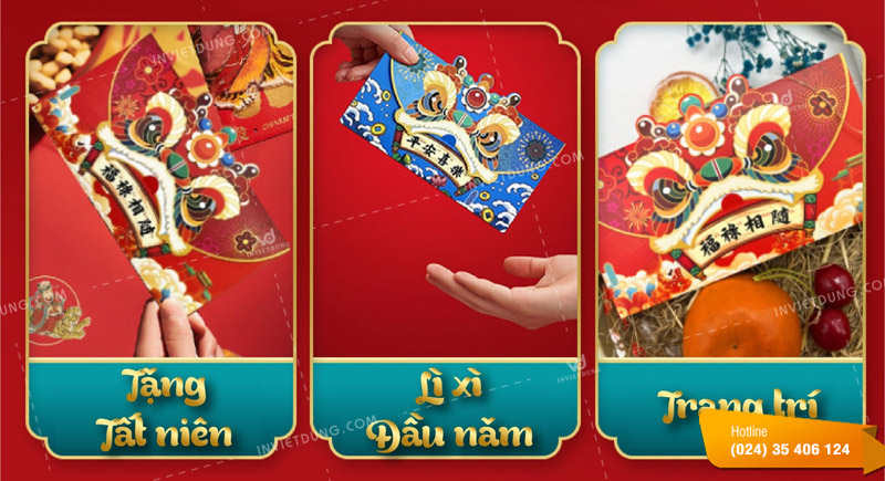Mẫu bao lì xì con lân